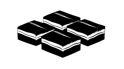 Four tiramisu slices arranged symmetrically, centered without distractions, vector illustration art