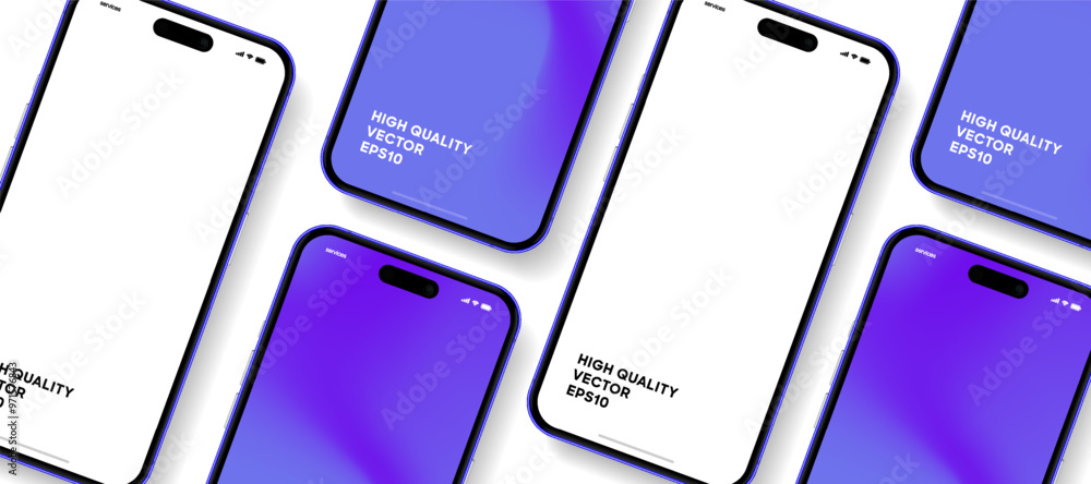 Leinwandbilder Realistic smartphone mockup. Mobile phone vector with isolated on white background. Device front view. 3D mobile phone with shadow. Realistic, high quality smart phone mockup for ui ux presentation.