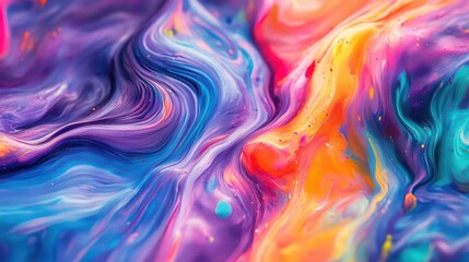 Fototapeta premium chromatic fluid dynamics hypnotic swirls of vibrant liquid paints in midair collision frozen moment of impact creating abstract sculptures prismatic light refractions throughout