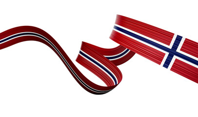 Obraz premium 3d Flag Of Norway Country 3d Wavy Shiny Norway Ribbon Isolated On White Background, 3d illustration 