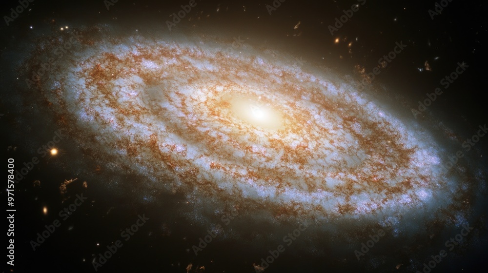 Wall mural spiral galaxy with central star