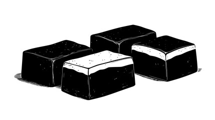 Halva portions cut from a block placed side by side, vector illustration art