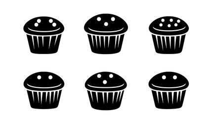 Six financiers evenly spaced on a flat surface in a simple display, vector illustration art
