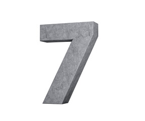3d Concrete Number Seven 7 Digit Made Of Grey Concrete Stone On White Background 3d Illustration
