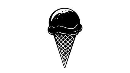Single scoop of sorbet in a cone on a smooth countertop with no toppings nearby, vector illustration art