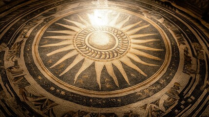 Obraz premium Ancient Roman Mosaic Depicting the Sun