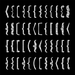 Shaded text brackets, black quotation box. Curly, square and corner parentheses. Vintage typographical symbol, calligraphic quote frame. Doodle, lettering element. Vector illustration