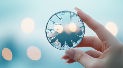 A figure holding a cracked mirror, reflecting their own distorted image, signifying the struggle to maintain a sense of self.