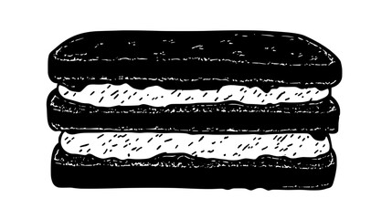 Fototapeta premium Ice cream sandwich with ice cream between two rich cookies, vector illustration art