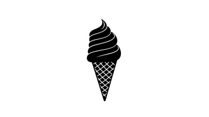 Chocolate ice cream in a cone on a flat surface with no extra decoration, vector illustration art