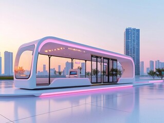 A futuristic electric bus station with automated scheduling, minimizing waiting times and maximizing route efficiency, electric bus station, route optimization