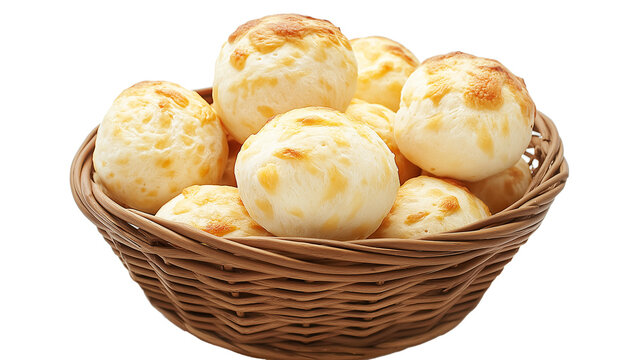 A basket full of baked goods, including a variety of pastries and breads. The basket is made of woven material and is placed on a white background. Concept of warmth and comfort