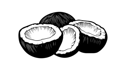 Coconut pieces, lightly toasted or raw, used to add texture and flavor to desserts, vector illustration art