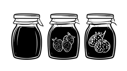 Fruit-based preserve, cooked and sweetened, used as a topping or filling in confections, vector illustration art