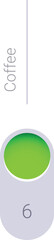 Green coffee button showing level 6 of intensity