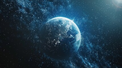 Fototapeta premium Ethereal Close Up of Orbiting Celestial Planet in Deep Space