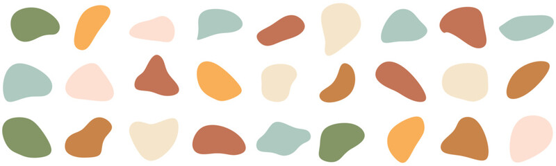 Organic blotch shape. Liquid shape elements. Fluid dynamical colored forms banner. Vector illustration.