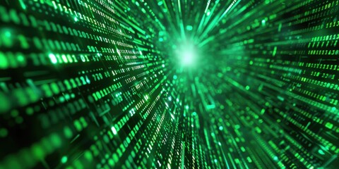 Naklejka premium Abstract technology background showing green binary code and neural lines