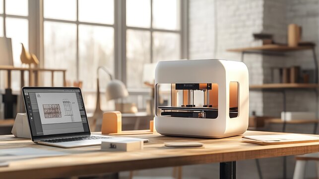 3D Printing Workshop with SLA Printer and Laptop.