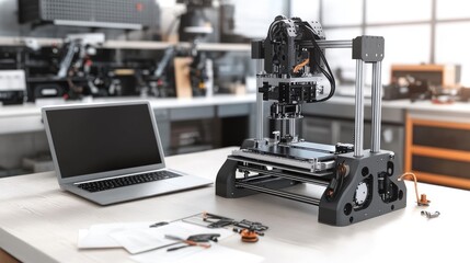 3D Printing Workshop with SLA Printer and Laptop.