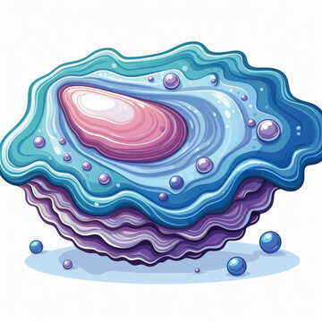 colorful oyster shell with pearl clip art preview