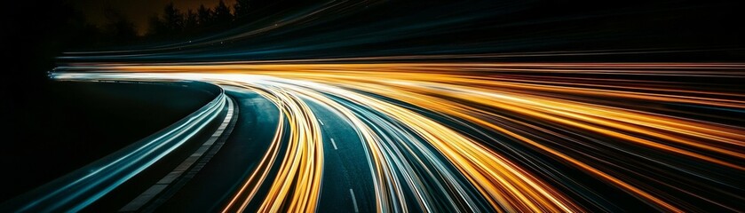 Night Road, Abstract Light Trails, Long Exposure, highway, speed, motion