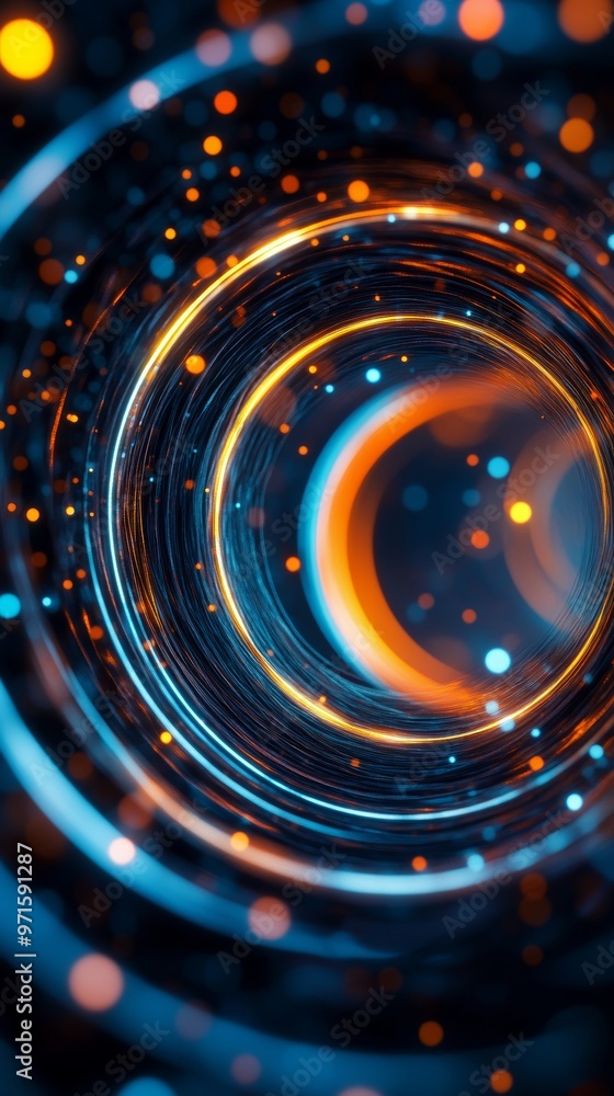 Poster abstract glowing lines forming concentric circles background