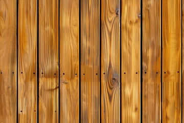 Fototapeta premium Wooden panel wall with vertical planks, showcasing natural wood grain patterns and a warm golden hue.