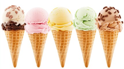 Five Different Flavors of Ice Cream Cones