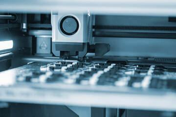 The process of printing on 3D printer. 3D printer creating model from molten plastic close-up. Molten plastic flowing of extruder and forming three-dimensional volumetric object. Additive technologies