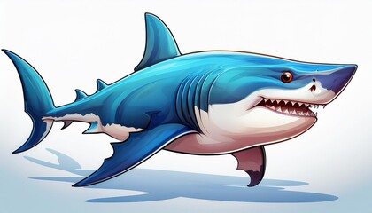 Naklejka premium shark cartoon isolated on white