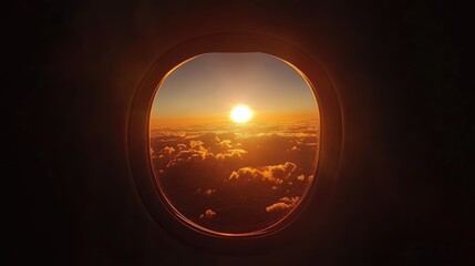 Sunset Through Aircraft Window.