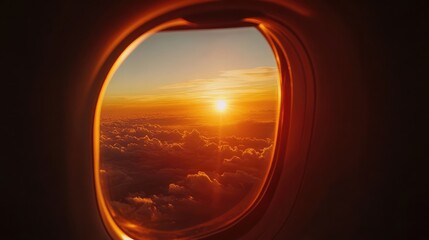 Sunset Through Aircraft Window.