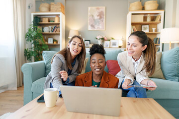 Joyful Diverse Friends During Virtual Meeting at Home