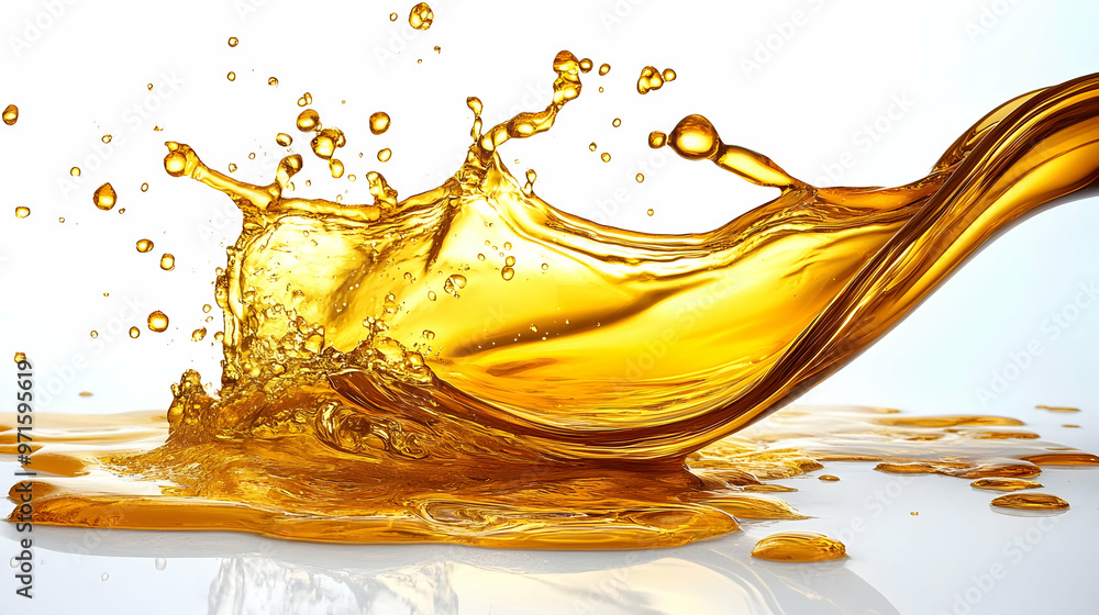 Poster vibrant splash of liquid gold, illustrating movement and texture in a dynamic composition.