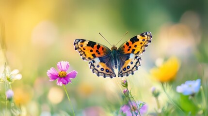 Obraz premium Butterfly in a Meadow of Flowers