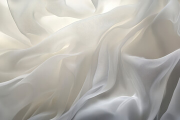 Obraz premium flowing sheets fabrics abstract white shapes transparent, wavy resin sheets