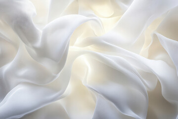 Obraz premium flowing sheets fabrics abstract white shapes transparent, wavy resin sheets
