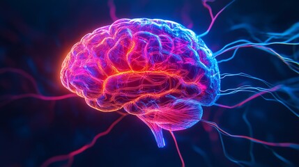 Human brain showing activity with electrical impulses