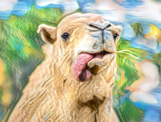 Camel with loose tongue portrait