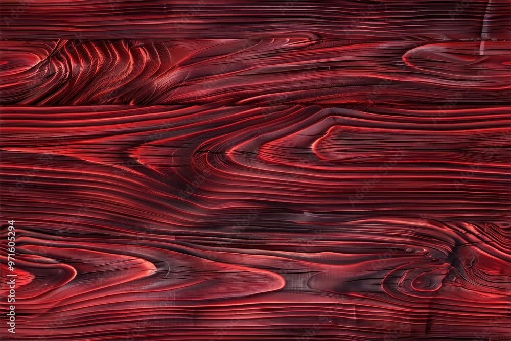 Poster textured wood with swirling patterns in deep red and black hues, creating a dramatic and artistic ap