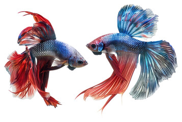 Fototapeta premium PNG Colorful betta fish pair