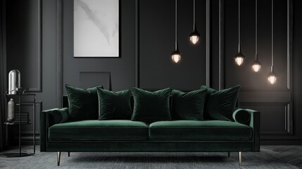 Obraz premium Modern Velvet Sofa in a Luxurious Interior