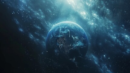 Orbiting the Elysium Planet in Majestic Cosmic Scenery