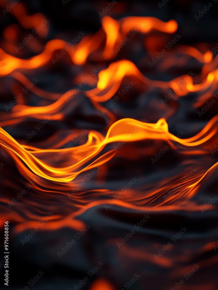 Poster a mesmerizing abstract image capturing the beauty of fiery magma with soft ripple patterns. the inte