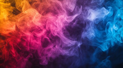 Abstract colorful smoke on a black background.