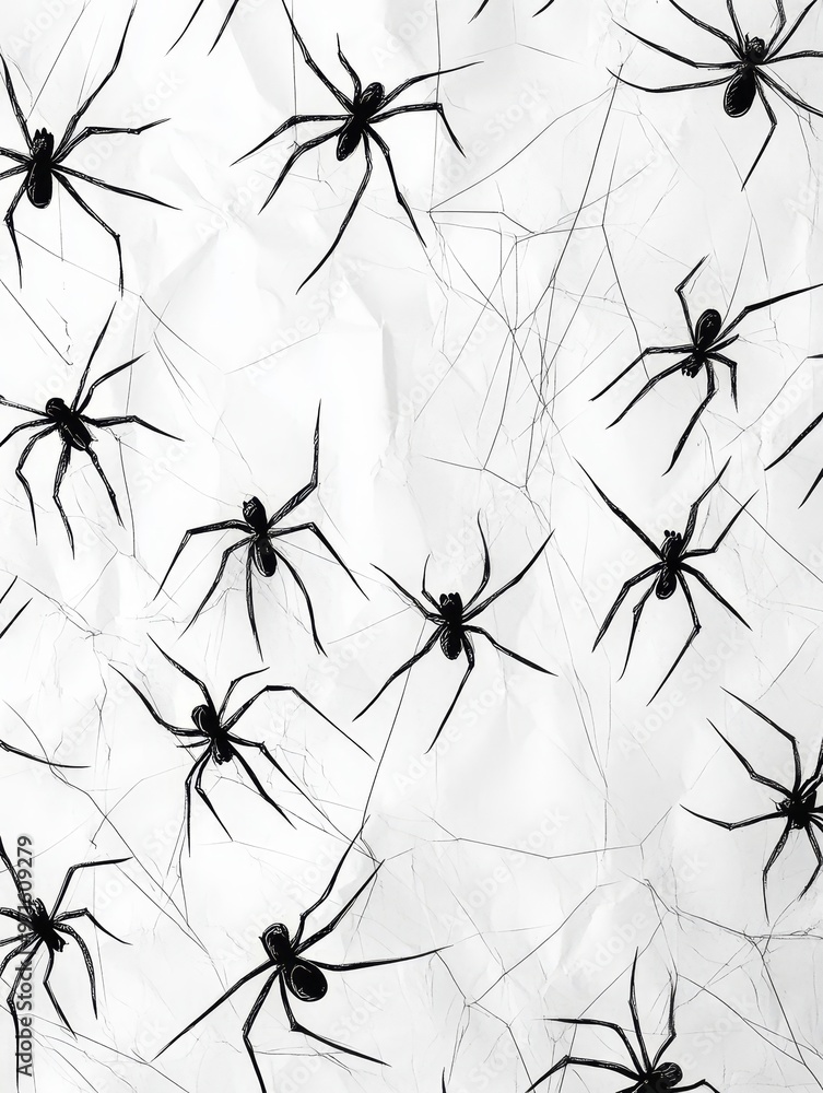 Aufkleber a minimalist halloween design featuring a white background with a subtle spider web pattern and blac