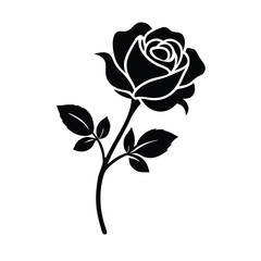 Obraz premium a rose silhouette vector art illustration, isolated white background 