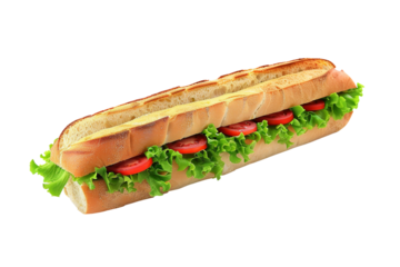 Premium subs with a variety of fillings and a perfectly toasted, golden-brown crust isolated on transparent background