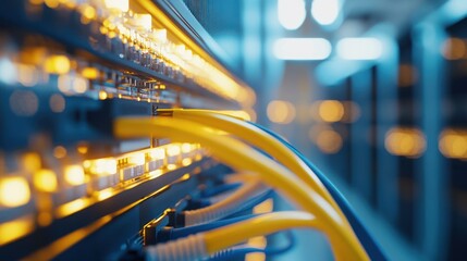 Network Cables Connected to Server in a Data Center